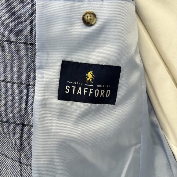 STAFFORD jacket blazer sport coat blue 40L - Picture 7 of 9